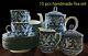 Handmade Hand Painted Blue Pottery Tea Set Teapot Set Polish Pottery Mini Tea
