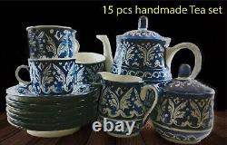 Handmade Hand painted Blue Pottery Tea set Teapot set Polish Pottery Mini Tea