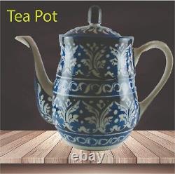 Handmade Hand painted Blue Pottery Tea set Teapot set Polish Pottery Mini Tea