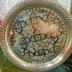 Handmade Moroccan Silver Tea Set TeaPot, Tea Tray, Set Of 3 Tea Cups