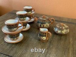 Handmade Peruvian Tea Pot Set With Cups, Saucers, Sugar Bowl, Creamer