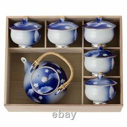 Hasami ware Tea Pot Cup withlid Set Kyusu Butterfly Blue Ceramic Traditional Japan