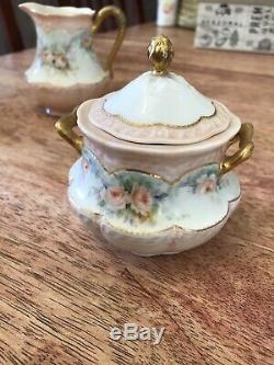 Haviland Limoges China Gold And Floral Tea Pot, Sugar And Creamer Set