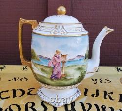 Haynes Mycenian Pottery 3pc Tea Set Teapot Sugar Creamer Grecian Hand Painted