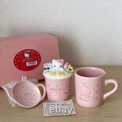 Hello Kitty Tea Time Set Sugar & Pot Tea Pack Tray & Mug Pottery 2001 Sanrio F/S