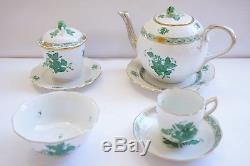 Herend Chinese Bouquet Green Small Teapot 8 pieces total SET
