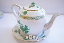 Herend Chinese Bouquet Green Small Teapot 8 pieces total SET
