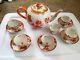 Herend Fortuna Queen Victoria Rust Tea Set, 1 Tea Pot, 6 Cups, 5 Saucers