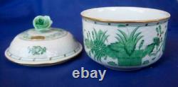 Herend Indian Basket Green 5 pcs SET Sugar Creamer Tea Pot withLids 24k Gold