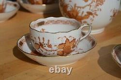 Herend Indian Basket Hungary Tea Coffee Pot Cups Saucers Cream Sugar Set for SIX