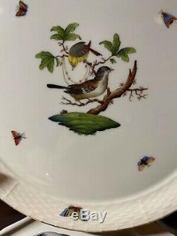 Herend Rothschild China Bird Tea Set Teapot Cream Sugar & 12 Tray Hungary