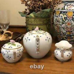 Herend Teapot Creamer Sugar Hand Painted First Edition\ Set Unknown Pattern