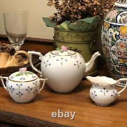 Herend Teapot Creamer Sugar Hand Painted First Edition\ Set Unknown Pattern