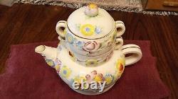 Hirode Porcelain Vintage Stackable Teapot with Cream and Sugar Containers