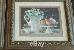 Home Interiors 3 Piece Set of Janet Kruskamp Pictures 2007 Teapot Flowers