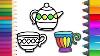 How To Draw Teapot Sets Coloring For Kids
