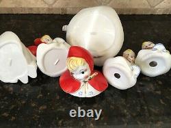 Hull USA Little Red Riding Hood 5 pc set Teapot, cream, sugar, salt, pepper