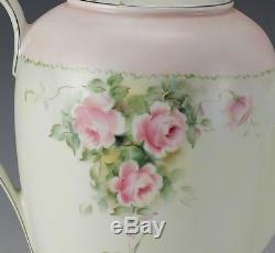Hutschenreuther Arzberg Barvaria Hand painted Tea Pot, c 1920s Pink Roses