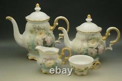 Hutschenreuther Porcelain 1965 Roses Teapot Coffee Pot Set Hand Painted Signed