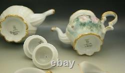 Hutschenreuther Porcelain 1965 Roses Teapot Coffee Pot Set Hand Painted Signed