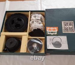 IWACHU Nanbu Tekki Tea Pot Kettle ashtray 5 saucers pot stand set cast Iron NEW