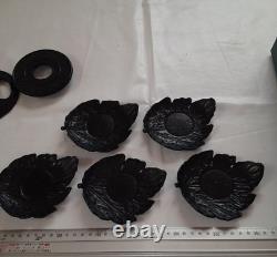 IWACHU Nanbu Tekki Tea Pot Kettle ashtray 5 saucers pot stand set cast Iron NEW