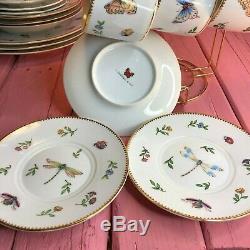 I. Godinger & Co PRIMAVERA 16pc Tea Dinner Settings Butterflies Dragonfly Teapot