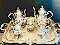 Impressive Goldfeder Silver on Copper Tea & Coffee Service, ca 1930s