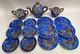 Incomplete Vintage Handmade Porcelain Dragon Teapot Set Blue