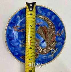 Incomplete Vintage Handmade Porcelain Dragon Teapot Set Blue