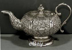 Indian Silver Tea Set c1890 HAND DECORATED KUTCH REGION