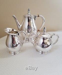 International Royal Danish Sterling Silver Coffee Tea Pot Creamer Sugar Set Mono