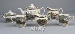 JOHNSON BROTHERS FRIENDLY VILLAGE Teapot, Lidded Sugar Bowl, Creamers, Mugs