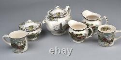 JOHNSON BROTHERS FRIENDLY VILLAGE Teapot, Lidded Sugar Bowl, Creamers, Mugs