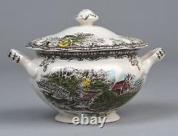 JOHNSON BROTHERS FRIENDLY VILLAGE Teapot, Lidded Sugar Bowl, Creamers, Mugs