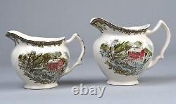 JOHNSON BROTHERS FRIENDLY VILLAGE Teapot, Lidded Sugar Bowl, Creamers, Mugs