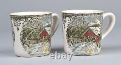 JOHNSON BROTHERS FRIENDLY VILLAGE Teapot, Lidded Sugar Bowl, Creamers, Mugs