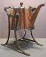 Jos. Heinrichs Hammered Copper/sterling Silver Tea Pot & Stand Exc Ships Free