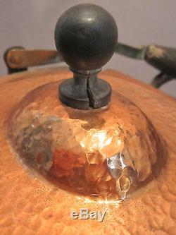 JOS. HEINRICHS Hammered Copper/Sterling Silver Tea Pot & Stand ExC SHIPS FREE