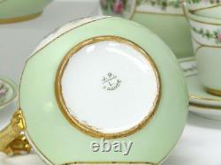 J. P. L. France Jean Pouyat Limoges Green / gold gilt tea set