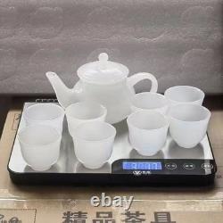 Jade Teapot Gold Thread Tea Set Kung Fu Health Brewing Tea Ware 9 Pieces