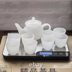Jade Teapot Gold Thread Tea Set Kung Fu Health Brewing Tea Ware 9 Pieces