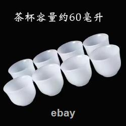 Jade Teapot Gold Thread Tea Set Kung Fu Health Brewing Tea Ware 9 Pieces
