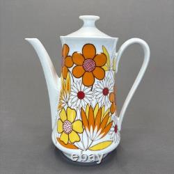 Jahre Bareuther Waldsassen Tea Pot Set Demitasse Cups 15 Pieces Orange Flower