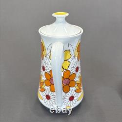 Jahre Bareuther Waldsassen Tea Pot Set Demitasse Cups 15 Pieces Orange Flower