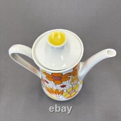 Jahre Bareuther Waldsassen Tea Pot Set Demitasse Cups 15 Pieces Orange Flower