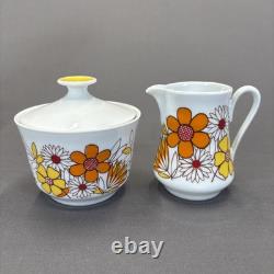 Jahre Bareuther Waldsassen Tea Pot Set Demitasse Cups 15 Pieces Orange Flower