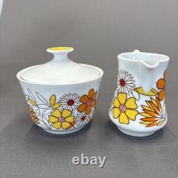 Jahre Bareuther Waldsassen Tea Pot Set Demitasse Cups 15 Pieces Orange Flower