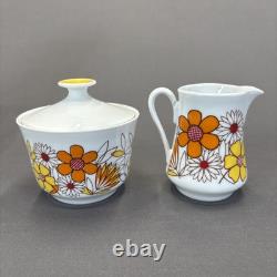 Jahre Bareuther Waldsassen Tea Pot Set Demitasse Cups 15 Pieces Orange Flower