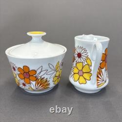 Jahre Bareuther Waldsassen Tea Pot Set Demitasse Cups 15 Pieces Orange Flower